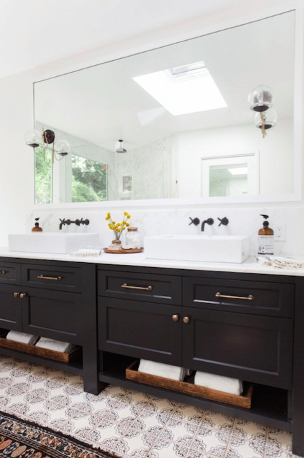 Black Bathroom Vanity Image via Amber Interiors