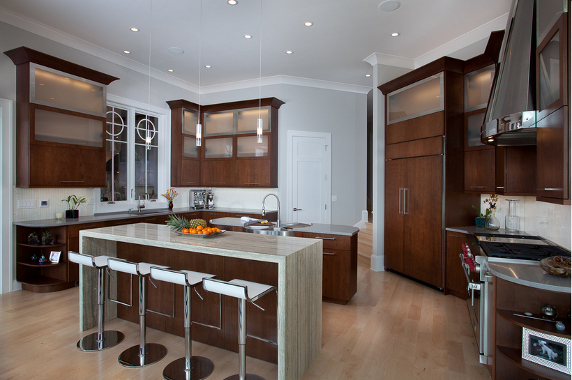 Waterfall Kitchen Island  Image via Kitchen & Bath Artisans