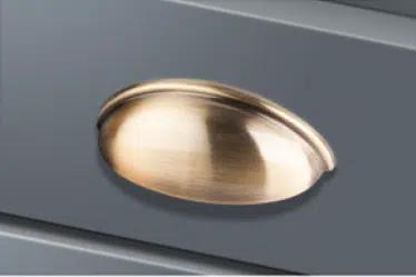 Florence cabinet pull in Brushed Antique Brass Image via Hardware Resources